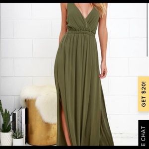 Lulus lost in paradise olive green maxi dress